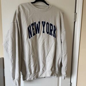 New York Graphic Men's Crewneck Sweater - Cream